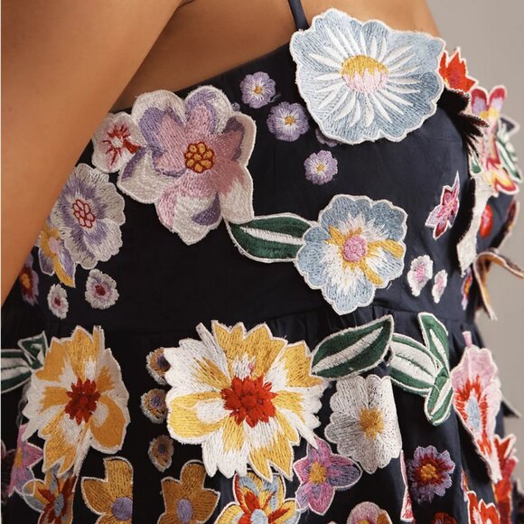 NWT Anthropologie Sleeveless 3D Floral Babydoll Mini Dress - Picture 4 of 7